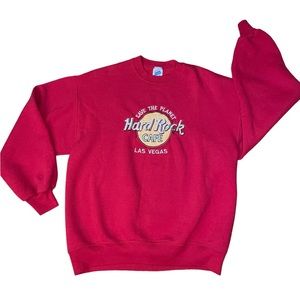 Vintage Hard Rock Cafe Las Vegas Sweatshirt Men's Large Red Embroidered‎ Jerzees